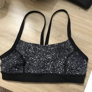 Lululemon black and white speckled sports bra